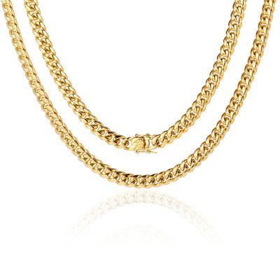 China Wholesale Custom Hiphop Jewelry Stainless Steel 8mm Gold Cuban Link Chains Necklace for sale