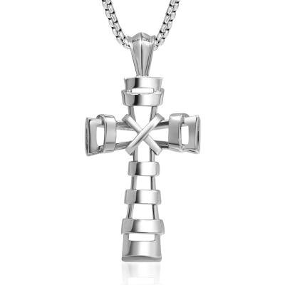 China Hiphop Stainless Steel Casting Hollow Type Cross Pendant Necklace For Men Jewelry for sale