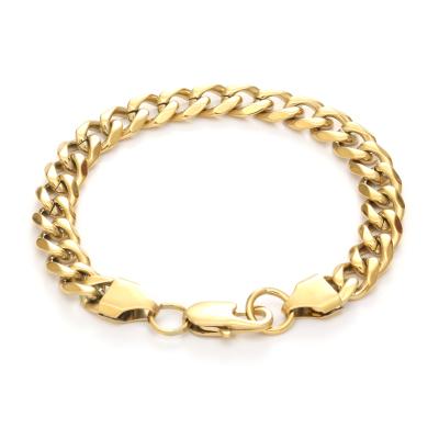 China Hiphop 8mm Cuban Link 18K Gold Plated Cuban Link Bracelets For Men Women for sale