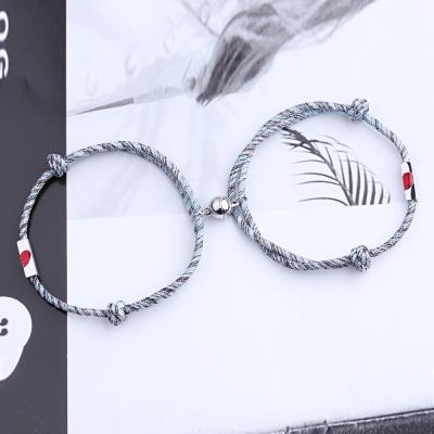 China Romantic Newcomer Mutual Attraction Rope Braided Magnetic Couples Bracelet for sale