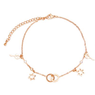 China Anklet Chain Hollow Six-pointed Foot Star Style Korean Double Surrounded Hollow Star Anklet Chain Six-pointed Foot for sale