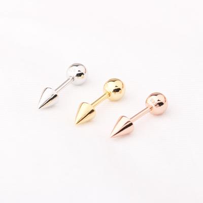 China FASHIONABLE Women High Quality Helix Jewelry 925 Sterling Silver Gold Plated Cone Cartilage Earring for sale