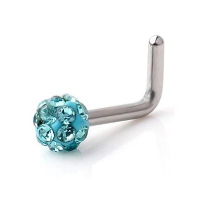 China Wholesale Hollow Heart Piercing/Heart Shape Piercing Ring 20G Gem Crystal Bone Surgical Steel Nostril Nose Bone L Shaped Nose Studs Ring Pins for sale