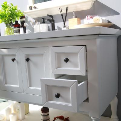 China Freestanding Modern Bathroom Vanity Set With Single Sink White Color Open Shelf for sale