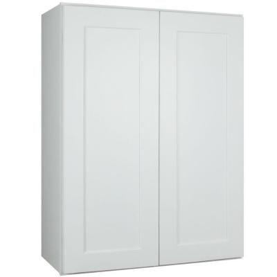 China RTA 30 Inch White Wood Factory Wall Cabinet Solid Wood Kitchen Cabinet Prices - Two Tall Soft Narrow Doors for sale