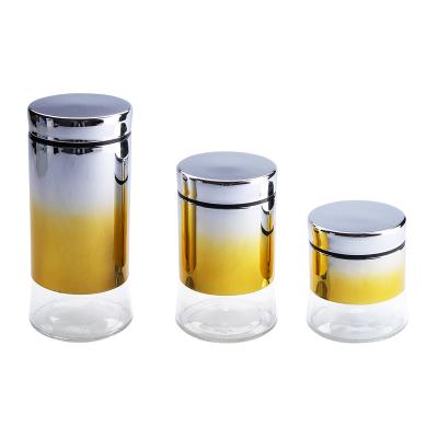 China Modern Set of 3 Glass Food Storage Canisters with Airtight Lids - Candy Canister Tea Jar Coffee Storage Bottle Spice Jar for sale