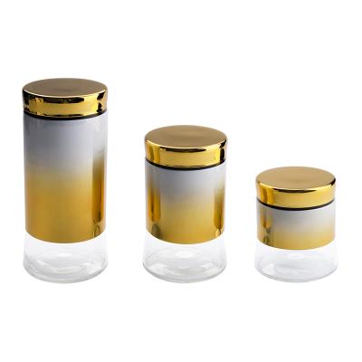 China Modern set of 3 high quality glass canisters with lids food storage glass jars for home kitchen for sale