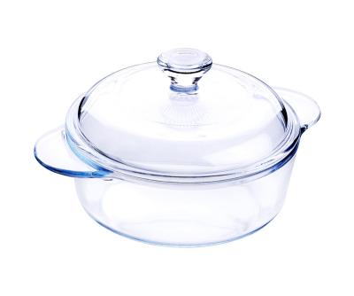 China Sustainable 1L Clear Borosilicate Tempered Glass Heat Resistant Casserole Mold With Glass Lid for sale