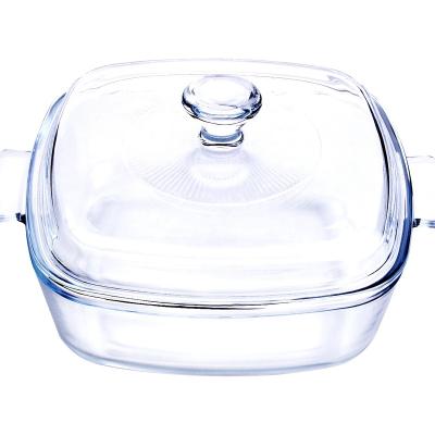 China 1.5L Free Space Sustainable Square Borosilicate Toughened Glass Casserole Heat Resistant Mold With Glass Lid for sale