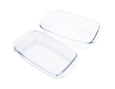 China Sustainable High Quality Rectangular Heat Resistant Borosilicate Tempered 3L Casserole Mold With Glass Lid for sale