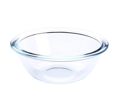 China Sustainable 0.7L Clear Borosilicate Tempered Glass Heat Resistant Mixing Bowl With BPA Free Plastic Lid for sale