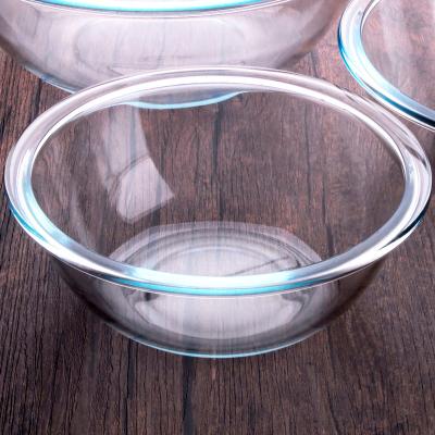 China Workable 1.3L Clear Borosilicate Tempered Glass Heat Resistant Mixing Bowl Without Lid for sale