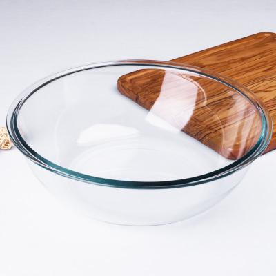 China Sustainable 4.5L Clear Borosilicate Tempered Glass Heat Resistant Mixing Bowl Without Lid for sale