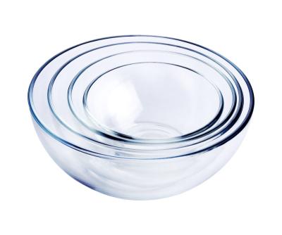 China Viable Clear Round Borosilicate Tempered Glass Bowls Heat Resistant Mixing Bowl for sale