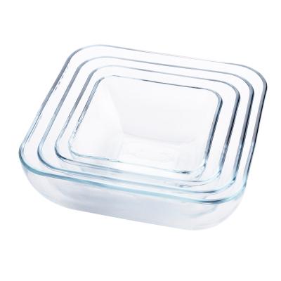 China Viable Clear Square Borosilicate Tempered Glass Bowls Heat Resistant Mixing Bowl for sale