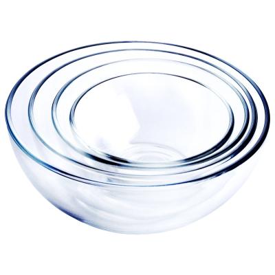 China Viable Clear Round Borosilicate Tempered Glass Bowls Heat Resistant Mixing Bowl for sale