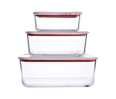 China High Quality Heatable Borosilicate Rectangular Heat Resistant Tempered Glass Container Sets With Lid BPA Free for sale