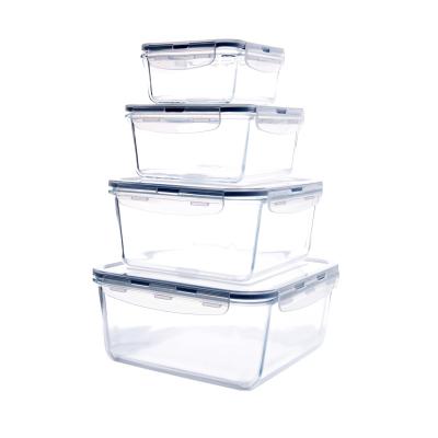 China Heatable High Quality Square Borosilicate Heat Resistant Tempered Glass Container Set With Lid BPA Free for sale