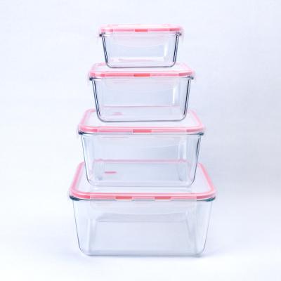 China Heatable High Quality Square Borosilicate Heat Resistant Tempered Glass Container Set With Lid BPA Free for sale