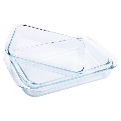 China High Quality Sustainable Borosilicate Rectangular Heat Resistant Tempered Glass Bakeware Set Baking Pan Set for sale