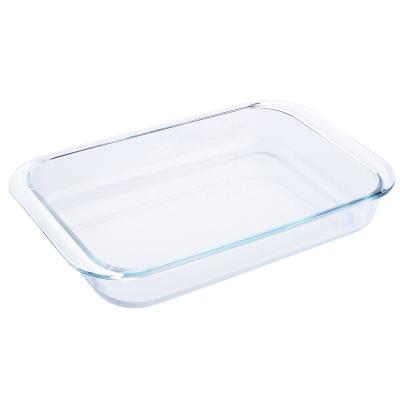 China Sustainable High Quality Borosilicate 3.5L Tempered Glass Bakeware Rectangular Heat Resistant Casserole for sale