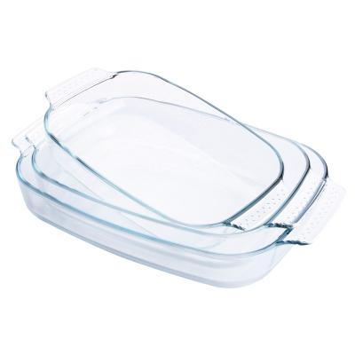 China Sustainable High Quality Rectangular Heat Resistant Borosilicate Tempered Glass Bakeware Set for sale