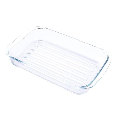 China Sustainable 2L Clear Borosilicate Tempered Glass Bakeware Rectangular Heat Resistant Dish Molds for sale