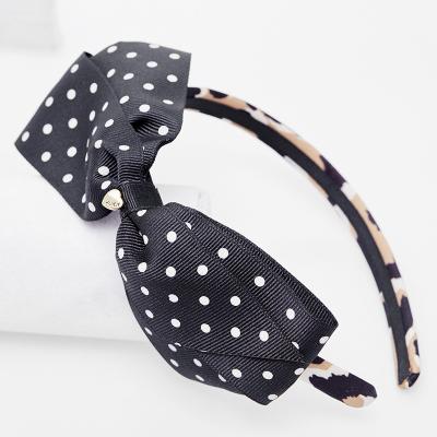 China European and American wholesale cloth exaggerated white spots black female literary fan fashion love headband Carson big bow hair for sale