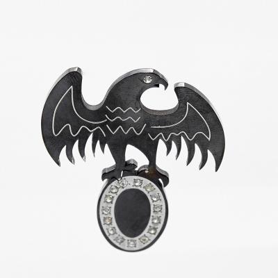 China CLASSIC Manufacturers Custom Diamond-encrusted Oval Black Pendant Design Fashion Stainless Steel Eagle Niche Animal Necklace Pendant for sale