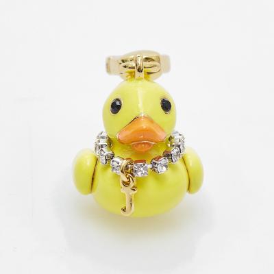 China Wholesale Customized Gold Plating Good Quality Brass Pendant Little Duck Lady Cute Cartoon Jewelry Yellow for sale