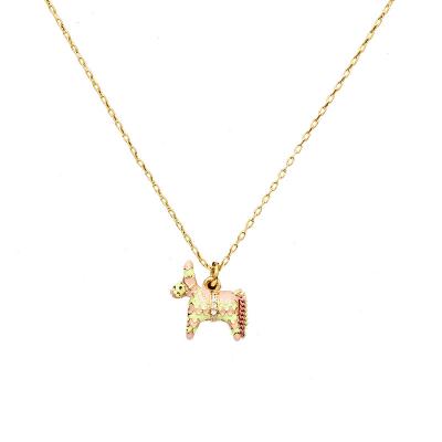 China FASHIONABLE All Kinds Of Hot Sale Colorful Pony Necklace Jewelry 18k Gold Plated Pendant Necklace For Women for sale