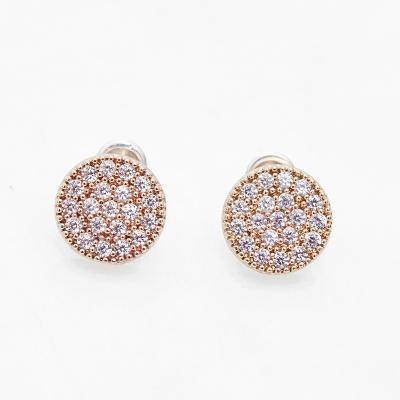 China Simple Soft Micro-encrusted Diamond Bright Round Stud Earrings Trendy Fashion Personality Gold Plated Jewelry for sale