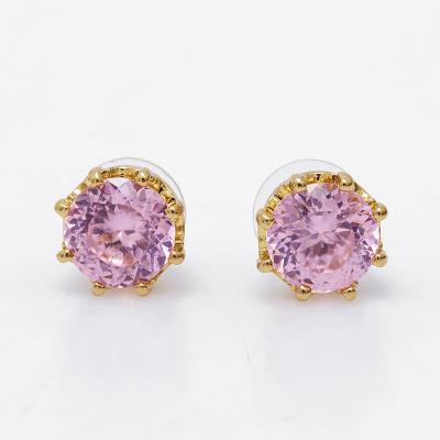 China Fashionable Cheap Wholesale Customized Gold Plating Earrings Good Quality Big Round Diamond Stud Earrings Simple for sale