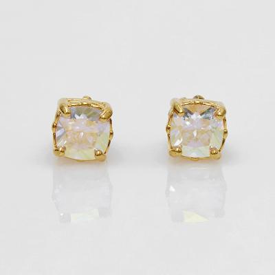 China TRENDY Simple and Small Temperament Fashion Jewelry Customized Simple Square Colored Diamond Stud Earrings Jewelry for sale