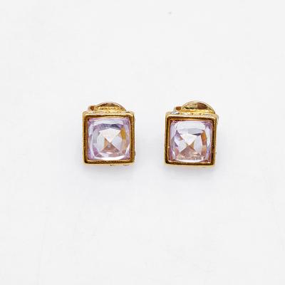 China Fashion Trendy Wholesale Price Factory Jewelry Square Crystal Stud Earrings For Girlfriend Flashing Gift for sale