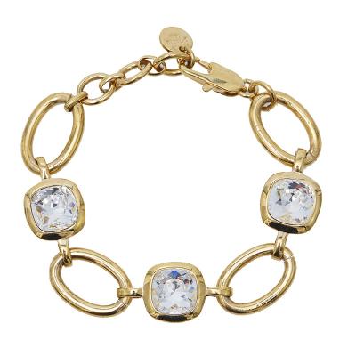 China Cheap TRENDY factory many years of production experience crystal hot sale fashion crystal gold plated jewelry women square bracelet for sale