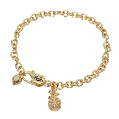 China FASHIONABLE cheap custom gold plated jewelry gold pineapple heart shape metal chain bracelet years of production experience for sale