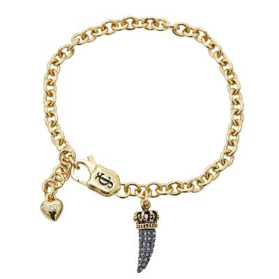 China Fashionable French Elegance Hip Hop Fashion Bracelet Ladies Jewelry Full Diamond Horns Crown Heart Bracelet Anniversary Gifts for sale