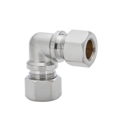 China Material of Construction Shops PV Bite Type Elbow Pneumatic Compression Nickel Plated Brass Copper Tube Fitting Fittings Connector for sale