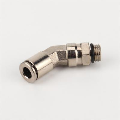 China Building Material Shop PL 45 Degree Elbow Male Nickel Coated O-Ring Brass Pneumatic Pipe Tube Connector Angle Quick Fit Elbow for sale