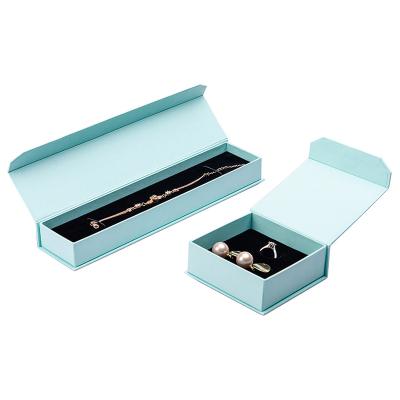 China Wholesale Customized Customized Blue Magnetic Luxury Logo Luxury Jewelry Blue Magnetic Small Small Boxes Custom Paper Packaging Box Slim Cardboard Gift Package Magnetic Box Long for sale