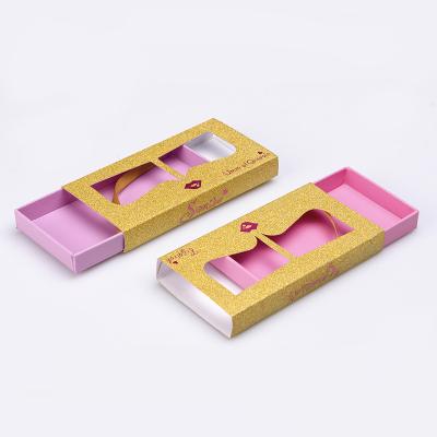 China Reused Butterfly Eyelash Packaging Box New Materials Wholesale Luxury Paper Design Logo Pull Out Pink Customize Eyelash Packaging Box for sale