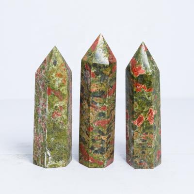 China Spiritual Feng Shui Magic Wands Tower For Meditation Unakite Quartz Points Crystals Healing Stones Europe for sale