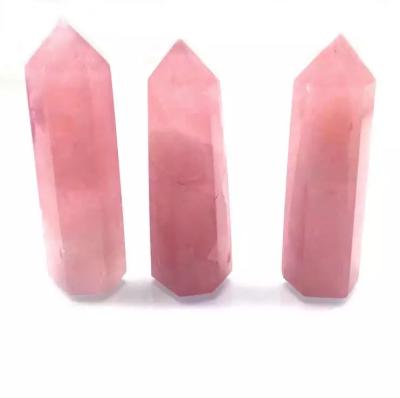 China China Natural Crystal Point Healing For Home Decoration Crystal Towers Dark Rose Quartz Point Wand Obelisk for sale