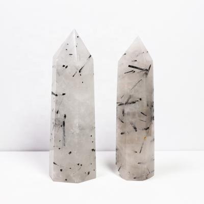 China Europe Crystals Healing Stones Semi Precious Stones Tourmaline Blackheads Magic Wands Tower For Home Decoration for sale