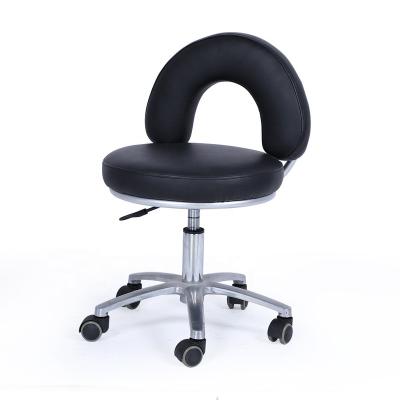 China Durable Hardware Nail Furniture Beauty Spa Swivel Adjustable Technician Pedicure Stool Chairs With Back for sale