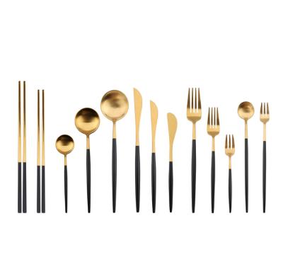 China Disposable Knife Spoon Fork Set Gold Flatware 24PCS Stainless Steel Flatware Sets Cutery Set for sale