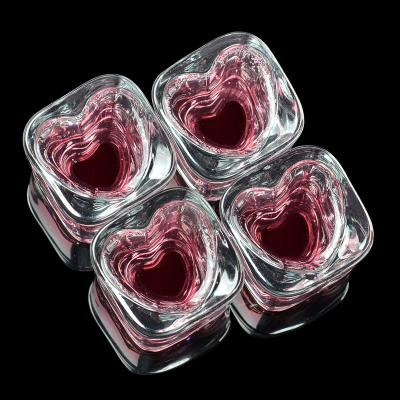 China 6PCS/SET Running Bar KTV Thickened Square Heart Shape Cup Wine Glass for sale