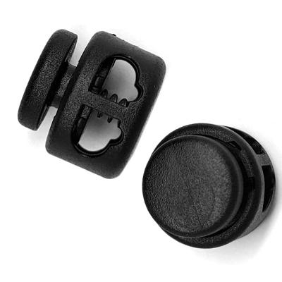 China Plastic Rope Lock Stopper Plastic Rope Ends Toggles Clip Buckle Button Black Frost Lace Sportswear Bag Accessory for sale