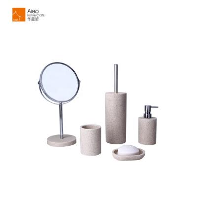 China Sustainable Factory OEM Hotel Customized Polystone Hotel Bathroom Set With Mirror for sale